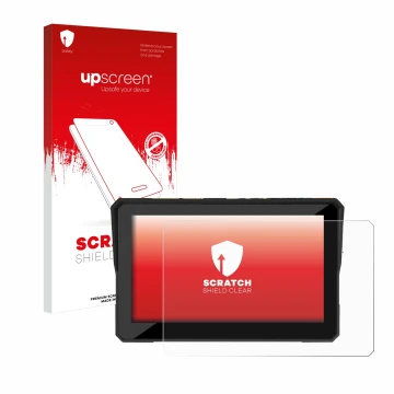 Parte frontale di una confezione del prodotto con il logo del marchio upscreen. Accanto è raffigurato il dispositivo Carpuride