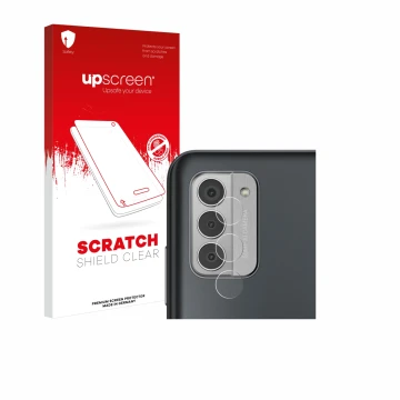 Parte frontale di una confezione del prodotto con il logo del marchio upscreen. Accanto è raffigurato il dispositivo Nokia G42