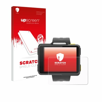 Parte frontale di una confezione del prodotto con il logo del marchio upscreen. Accanto è raffigurato il dispositivo Newland W