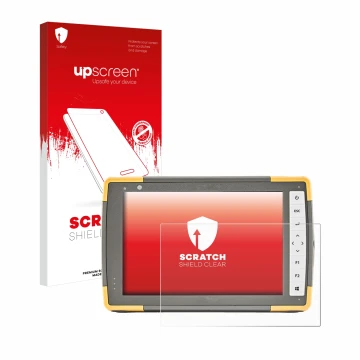 Parte frontale di una confezione del prodotto con il logo del marchio upscreen. Accanto è raffigurato il dispositivo Topcon FC