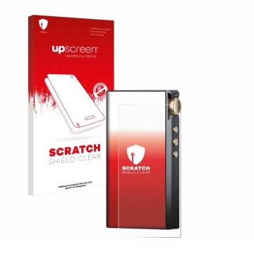 Parte frontale di una confezione del prodotto con il logo del marchio upscreen. Accanto è raffigurato il dispositivo Cayin N3-
