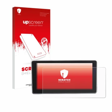 Parte frontale di una confezione del prodotto con il logo del marchio upscreen. Accanto è raffigurato il dispositivo Audi A4 B