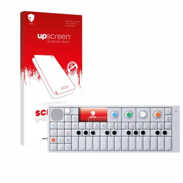 Parte frontale di una confezione del prodotto con il logo del marchio upscreen. Accanto è raffigurato il dispositivo Teenage E