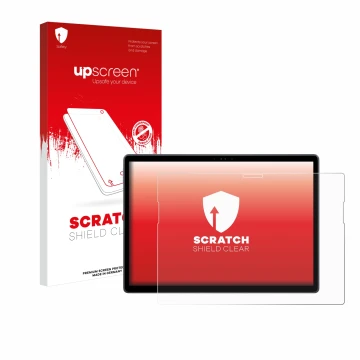 Parte frontale di una confezione del prodotto con il logo del marchio upscreen. Accanto è raffigurato il dispositivo Dell Lati