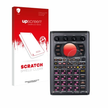 Parte frontale di una confezione del prodotto con il logo del marchio upscreen. Accanto è raffigurato il dispositivo Roland SP