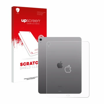 Parte frontale di una confezione del prodotto con il logo del marchio upscreen. Accanto è raffigurato il dispositivo Apple iPa