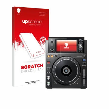 Parte frontale di una confezione del prodotto con il logo del marchio upscreen. Accanto è raffigurato il dispositivo Pioneer X