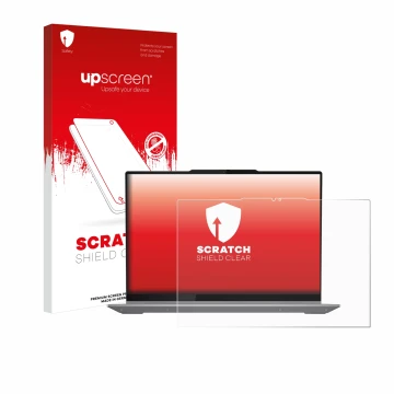 Parte frontale di una confezione del prodotto con il logo del marchio upscreen. Accanto è raffigurato il dispositivo Lenovo Th