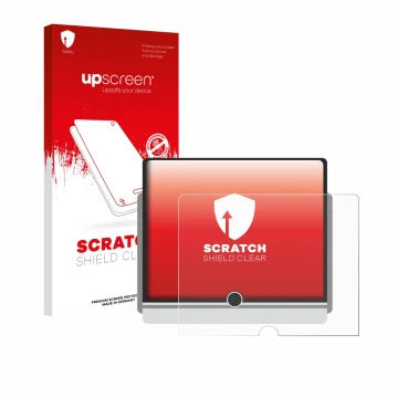 Parte frontale di una confezione del prodotto con il logo del marchio upscreen. Accanto è raffigurato il dispositivo Lexus LBX