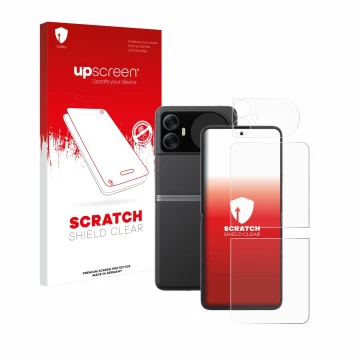Parte frontale di una confezione del prodotto con il logo del marchio upscreen. Accanto è raffigurato il dispositivo Blackview