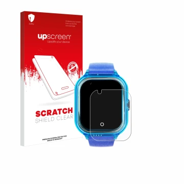 Parte frontale di una confezione del prodotto con il logo del marchio upscreen. Accanto è raffigurato il dispositivo SaveFamil