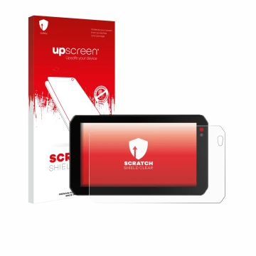 Parte frontale di una confezione del prodotto con il logo del marchio upscreen. Accanto è raffigurato il dispositivo Chigee AI