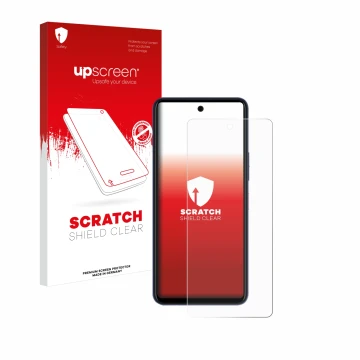 Parte frontale di una confezione del prodotto con il logo del marchio upscreen. Accanto è raffigurato il dispositivo Telekom T