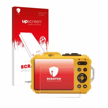 Parte frontale di una confezione del prodotto con il logo del marchio upscreen. Accanto è raffigurato il dispositivo Kodak Pix