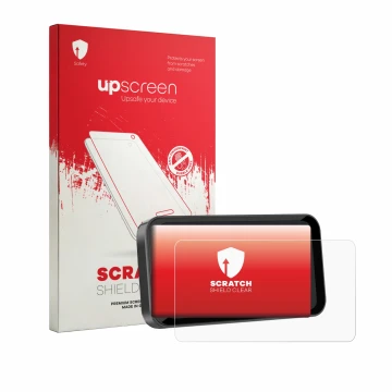 Parte frontale di una confezione del prodotto con il logo del marchio upscreen. Accanto è raffigurato il dispositivo Carpuride