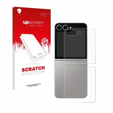 Parte frontale di una confezione del prodotto con il logo del marchio upscreen. Accanto è raffigurato il dispositivo Samsung G