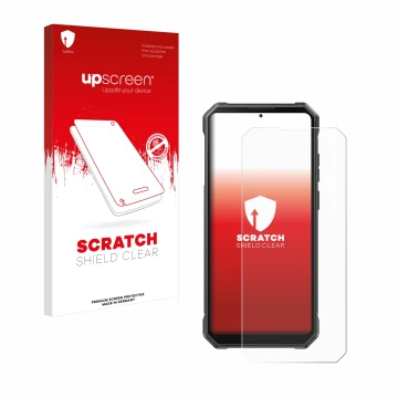 Parte frontale di una confezione del prodotto con il logo del marchio upscreen. Accanto è raffigurato il dispositivo Fossibot 