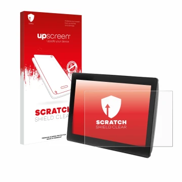 Parte frontale di una confezione del prodotto con il logo del marchio upscreen. Accanto è raffigurato il dispositivo John Deer