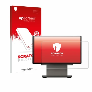 Parte frontale di una confezione del prodotto con il logo del marchio upscreen. Accanto è raffigurato il dispositivo Sunmi D3 