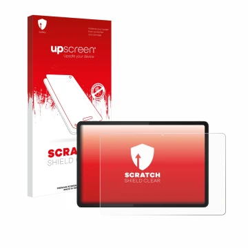 Parte frontale di una confezione del prodotto con il logo del marchio upscreen. Accanto è raffigurato il dispositivo Lenovo Ta