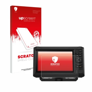Parte frontale di una confezione del prodotto con il logo del marchio upscreen. Accanto è raffigurato il dispositivo Garmin EC