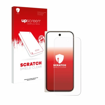 Parte frontale di una confezione del prodotto con il logo del marchio upscreen. Accanto è raffigurato il dispositivo Google Pi