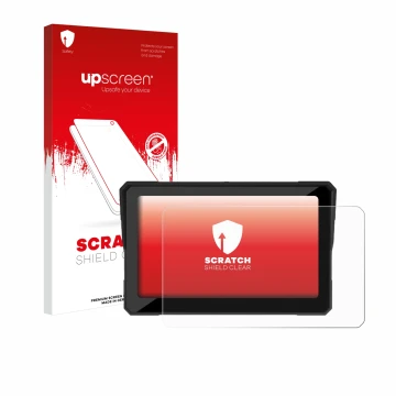 Parte frontale di una confezione del prodotto con il logo del marchio upscreen. Accanto è raffigurato il dispositivo Carpuride