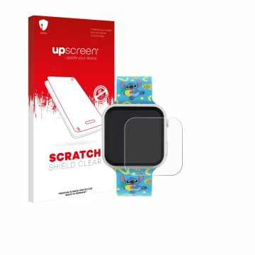 Parte frontale di una confezione del prodotto con il logo del marchio upscreen. Accanto è raffigurato il dispositivo Disney St