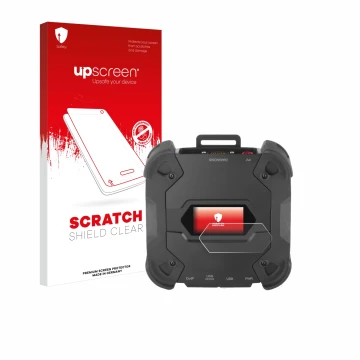 Parte frontale di una confezione del prodotto con il logo del marchio upscreen. Accanto è raffigurato il dispositivo Texa TXT 
