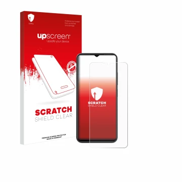 Parte frontale di una confezione del prodotto con il logo del marchio upscreen. Accanto è raffigurato il dispositivo ZTE Blade
