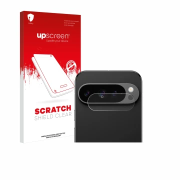 Parte frontale di una confezione del prodotto con il logo del marchio upscreen. Accanto è raffigurato il dispositivo Google Pi