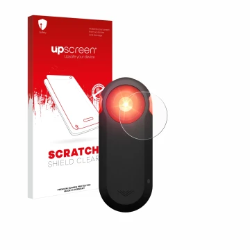 Parte frontale di una confezione del prodotto con il logo del marchio upscreen. Accanto è raffigurato il dispositivo Garmin Va