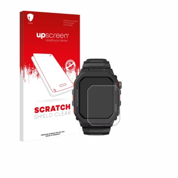 Parte frontale di una confezione del prodotto con il logo del marchio upscreen. Accanto è raffigurato il dispositivo Zeblaze A