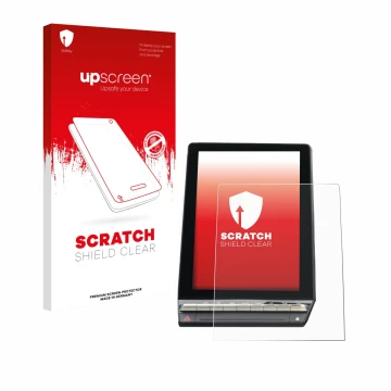 Parte frontale di una confezione del prodotto con il logo del marchio upscreen. Accanto è raffigurato il dispositivo Renault C