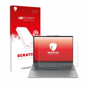 Parte frontale di una confezione del prodotto con il logo del marchio upscreen. Accanto è raffigurato il dispositivo Lenovo Id