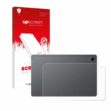 Parte frontale di una confezione del prodotto con il logo del marchio upscreen. Accanto è raffigurato il dispositivo Alldocube