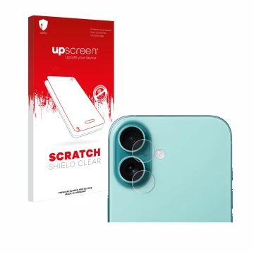 Parte frontale di una confezione del prodotto con il logo del marchio upscreen. Accanto è raffigurato il dispositivo Apple iPh