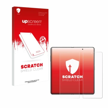 Parte frontale di una confezione del prodotto con il logo del marchio upscreen. Accanto è raffigurato il dispositivo Honor Mag