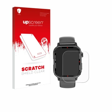 Parte frontale di una confezione del prodotto con il logo del marchio upscreen. Accanto è raffigurato il dispositivo Manike G9