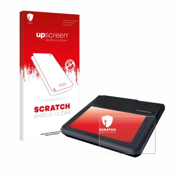 Parte frontale di una confezione del prodotto con il logo del marchio upscreen. Accanto è raffigurato il dispositivo Techfive 