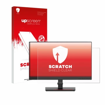 Parte frontale di una confezione del prodotto con il logo del marchio upscreen. Accanto è raffigurato il dispositivo Lenovo Th