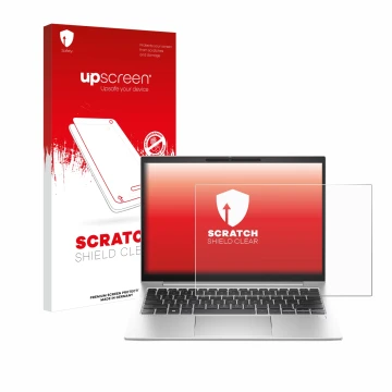 Parte frontale di una confezione del prodotto con il logo del marchio upscreen. Accanto è raffigurato il dispositivo HP EliteB