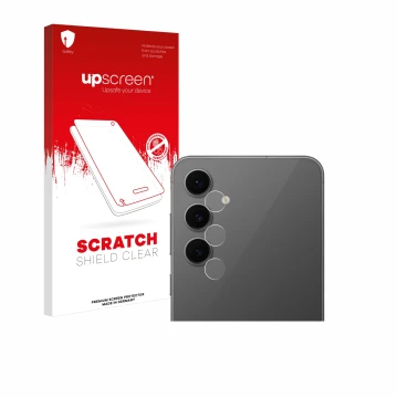 Parte frontale di una confezione del prodotto con il logo del marchio upscreen. Accanto è raffigurato il dispositivo Samsung G
