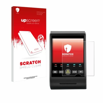 Parte frontale di una confezione del prodotto con il logo del marchio upscreen. Accanto è raffigurato il dispositivo VIOFO A22