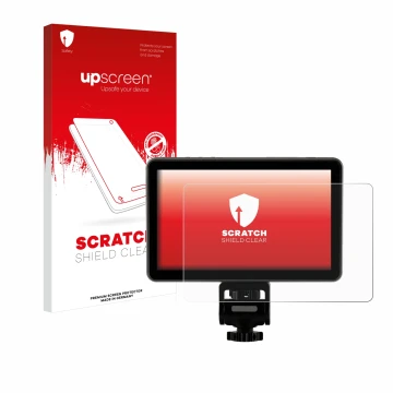 Parte frontale di una confezione del prodotto con il logo del marchio upscreen. Accanto è raffigurato il dispositivo Rollei Vi