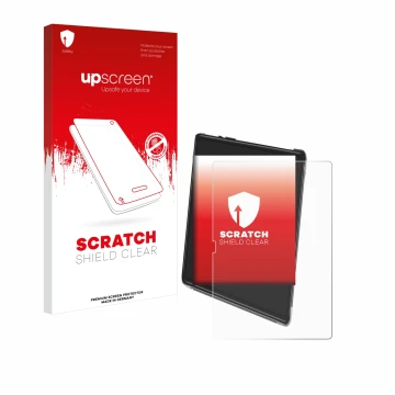 Parte frontale di una confezione del prodotto con il logo del marchio upscreen. Accanto è raffigurato il dispositivo Yestel T1