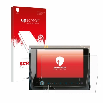 Parte frontale di una confezione del prodotto con il logo del marchio upscreen. Accanto è raffigurato il dispositivo Xzent F-2
