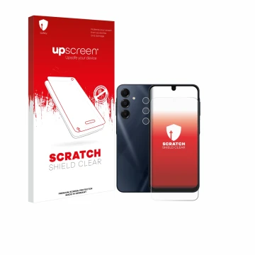 Parte frontale di una confezione del prodotto con il logo del marchio upscreen. Accanto è raffigurato il dispositivo Samsung G