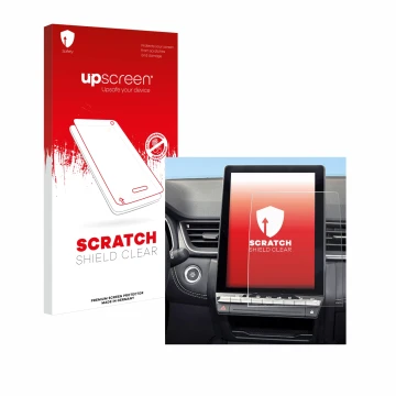 Parte frontale di una confezione del prodotto con il logo del marchio upscreen. Accanto è raffigurato il dispositivo Renault S