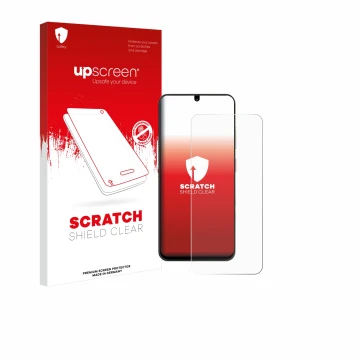 Parte frontale di una confezione del prodotto con il logo del marchio upscreen. Accanto è raffigurato il dispositivo ZTE Blade